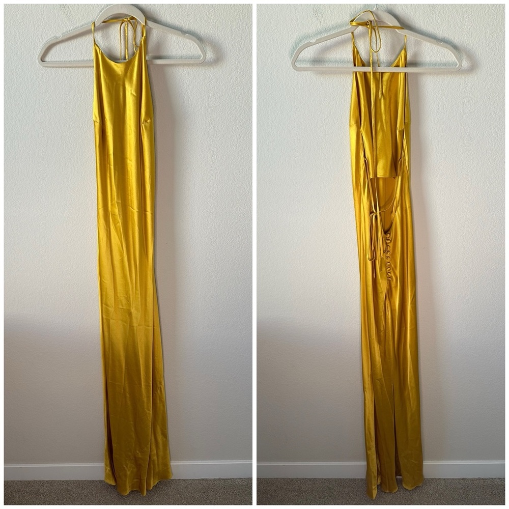 Reformation Jeany Silk Turmeric Gold Yellow Maxi Dress SZ XS - Picture 4 of 12